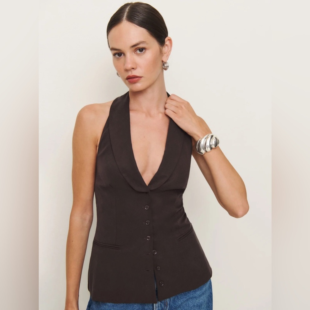 Reformation Black Halter Top